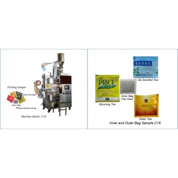 C16- TEA BAG PACKING MACHINE (WITH INNER BAG + ENVELOPE, WITHOUT THREAD AND TAG)